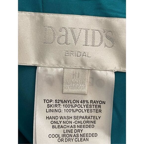 David's Bridal Mini Dress Size 10 Teal Oasis Fi7020 Halter Neck tie Mini - Picture 6 of 9